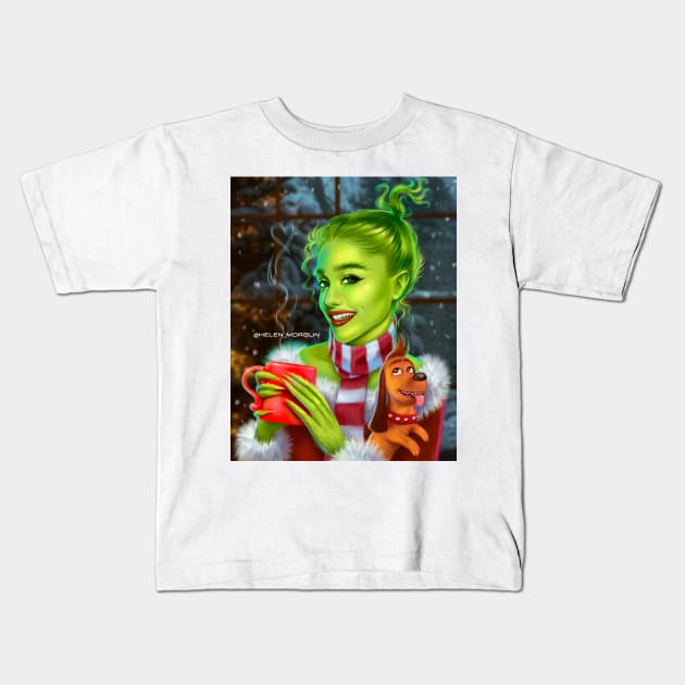 Grinch fan art Kids T-Shirt by helen_morgun